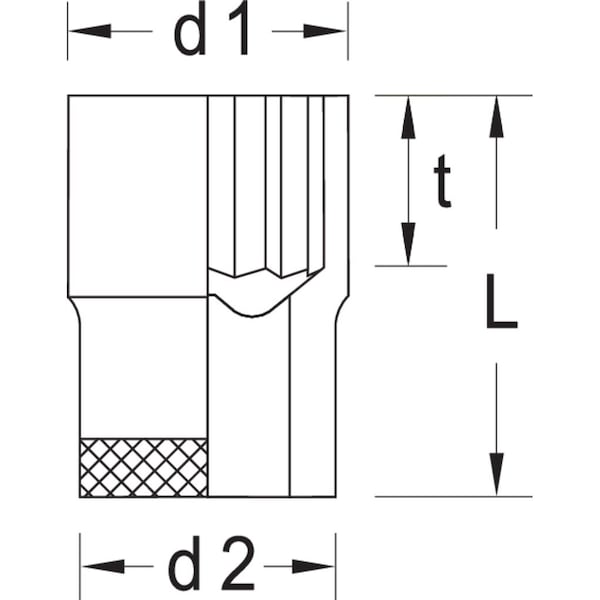 3/8 Square Drive, 17mm Metric Socket, 12 Points